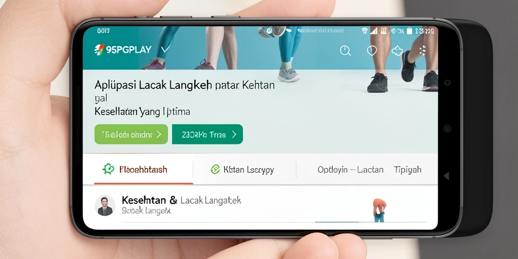 Antarmuka pengguna 95PGPLAY yang menarik dengan fungsi Lacak Langkah.