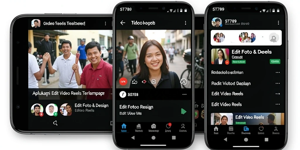 Tampilan antarmuka aplikasi ST789 untuk edit video reels.