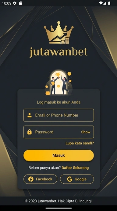 Tampilan halaman login jutawanbet